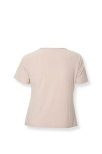 TAUPE Plus Size Ribbed Button-Front Top, image 2