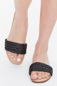 BLACK Braided Flat Sandals, image 4
