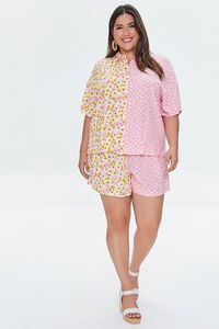YELLOW/PINK Plus Size Reworked Floral Shirt, image 4