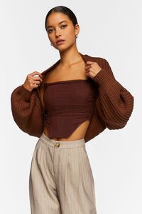 BROWN Batwing Open-Front Cardigan Sweater, image 5
