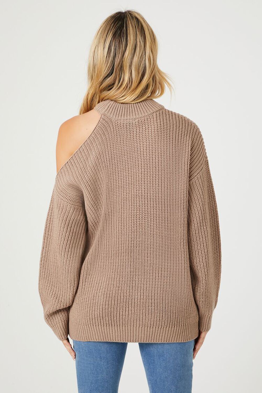 BROWN Asymmetrical Open-Shoulder Sweater, image 3