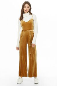 Velvet Belted Palazzo Jumpsuit, image 4