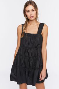 BLACK Tiered Ruffle-Trim Mini Dress, image 1