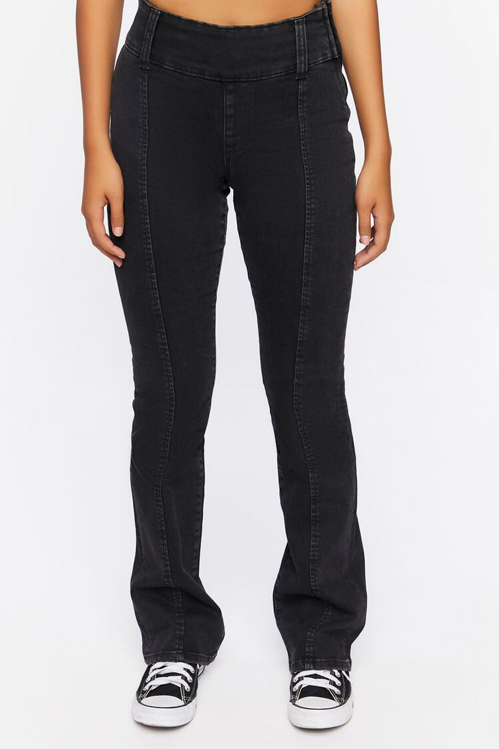 WASHED BLACK Bootcut Mid-Rise Jeans, image 2