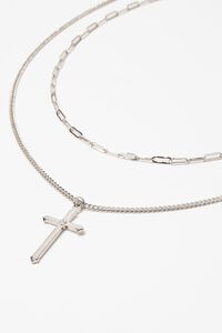 SILVER Cross Pendant Necklace Set, image 1