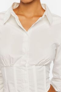 WHITE Corset Cropped Poplin Shirt, image 5