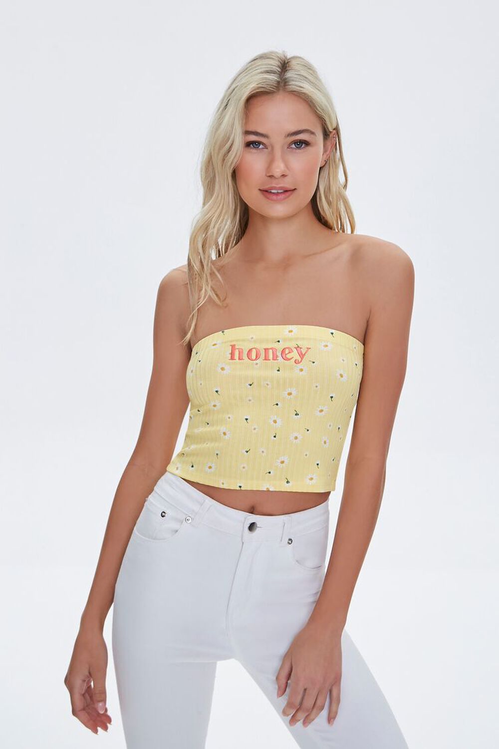 YELLOW/MULTI Honey Floral Print Tube Top, image 1