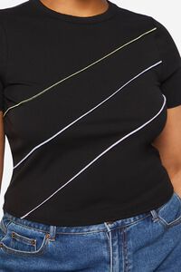 BLACK Plus Size Striped Cropped Tee, image 5