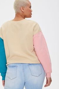 TAN/PINK Plus Size Colorblock Pullover, image 3