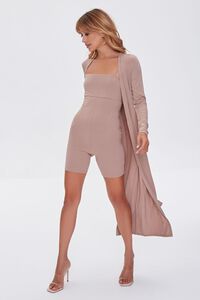 TAUPE Ribbed Knit Romper & Duster Cardigan Set, image 4