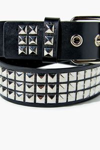 BLACK/SILVER Faux Leather Studded Belt, image 4