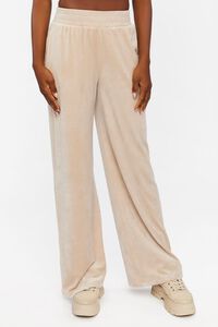 OYSTER GREY Velour Wide-Leg Pants, image 2
