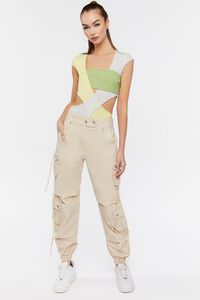 GREEN/YELLOW Colorblock Cutout Bodysuit, image 4