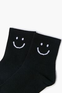 BLACK/WHITE Smiling Graphic Crew Socks, image 3