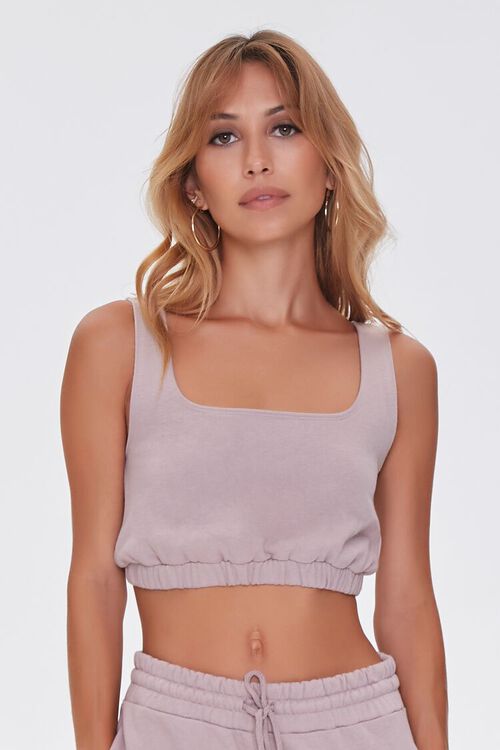 TAUPE French Terry Crop Top, image 1