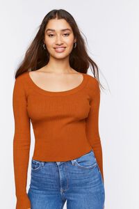 Ribbed Scoop-Neck Sweater, image 1