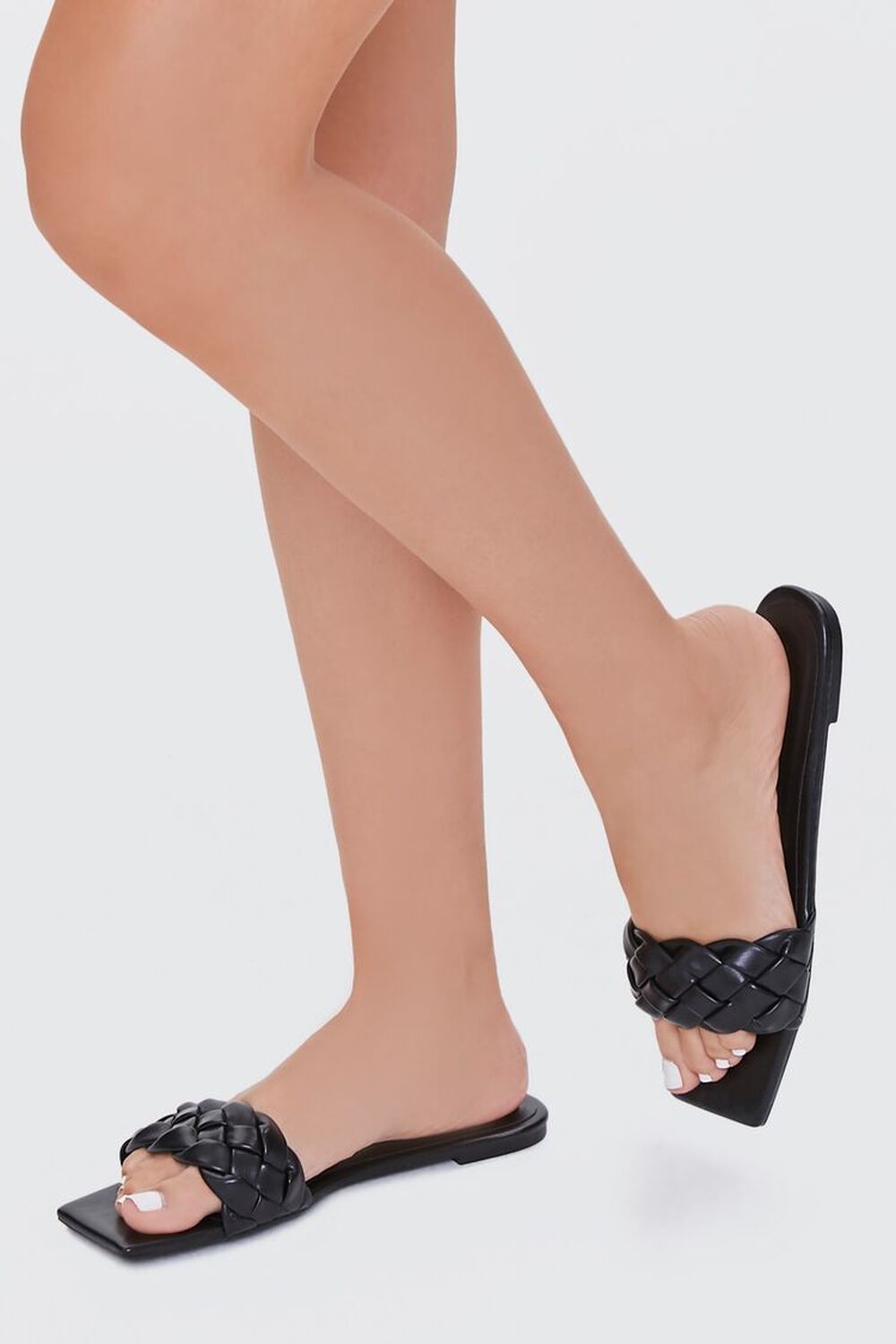 BLACK Braided Square-Toe Sandals, image 1