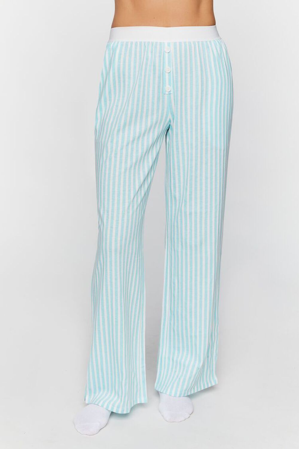 POWDER BLUE/WHITE Striped Wide-Leg Pajama Pants, image 2