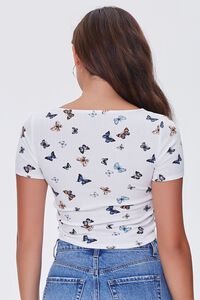 WHITE/MULTI Cropped Butterfly Print Tee, image 3
