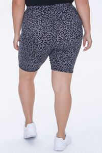 CHARCOAL/BLACK Plus Size Leopard Biker Shorts, image 4