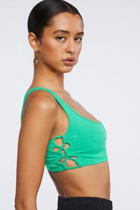 GREEN Ribbed Crisscross Cropped Tank Top, image 2