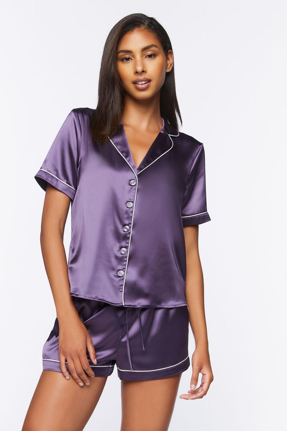 Satin Shirt & Shorts Pajama Set