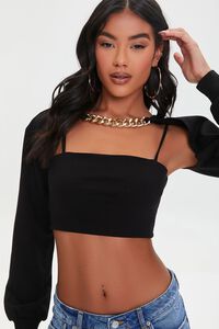 BLACK Cropped Cami & Bolero Sweater Set, image 1