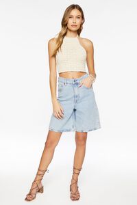 Pointelle Knit Cropped Halter Top, image 4