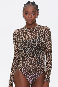 Mesh Leopard Print Bodysuit, image 5