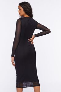 BLACK Mesh Cutout Midi Dress, image 3