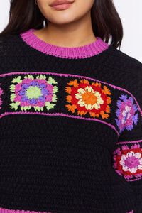 BLACK/MULTI Floral Crochet Sweater, image 5