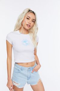 WHITE/MULTI Palm Beach Graphic Cropped Tee, image 2