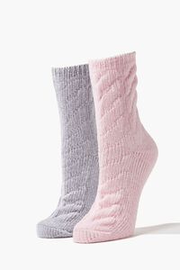 Cable Knit Crew Sock Set - 2 pack, image 1