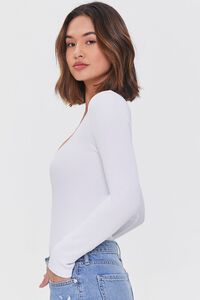 WHITE Fitted Long-Sleeve Bodysuit, image 2