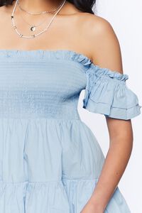 LIGHT BLUE Ruffled Off-the-Shoulder Mini Dress, image 5