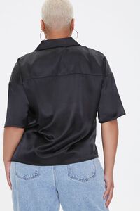 BLACK Plus Size Cropped Satin Shirt, image 3
