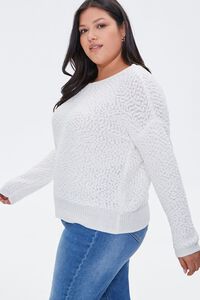 WHITE Plus Size Popcorn Knit Sweater, image 2
