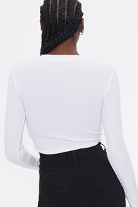 WHITE Ribbed Knit Cutout Crop Top, image 3