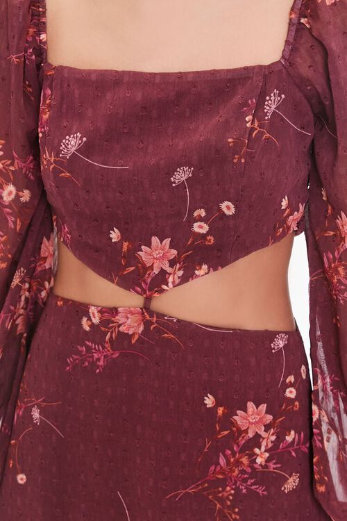 BURGUNDY/MULTI Floral Print Cutout Mini Dress, image 5