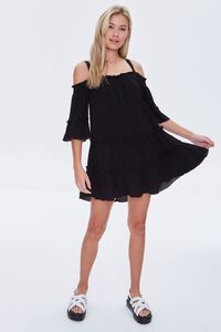 BLACK Off-the-Shoulder Mini Dress, image 4