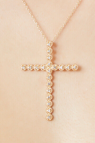 Rhinestone Cross Necklace Set
