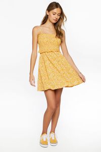 YELLOW/MULTI Ditsy Floral Smocked Mini Dress, image 4
