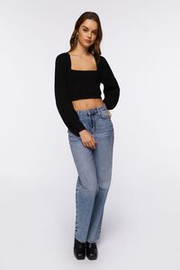 BLACK Rib-Knit Cropped Sweater, image 4