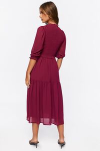 WINE Smocked Peasant-Sleeve Dress, image 3