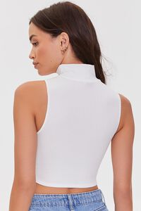 WHITE Ribbed Crossover Cutout Crop Top, image 3