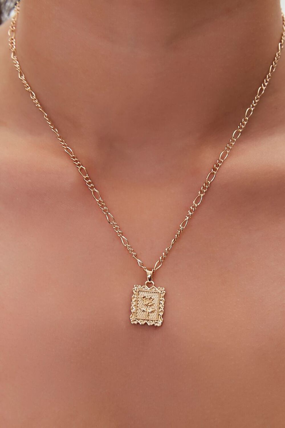 GOLD Upcycled Rose Charm Necklace, image 1