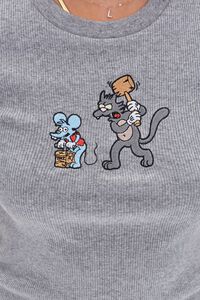 HEATHER GREY/MULTI Itchy & Scratchy Embroidered Tee, image 5