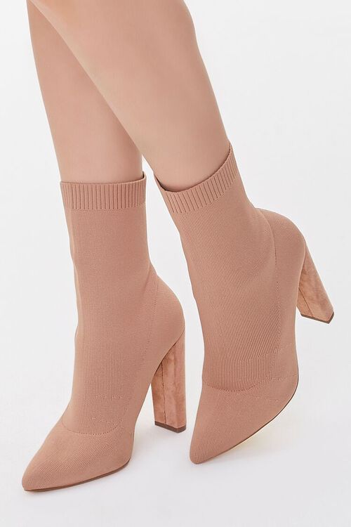 Forever 21 Block Heel Sock Women's Booties (Blush)