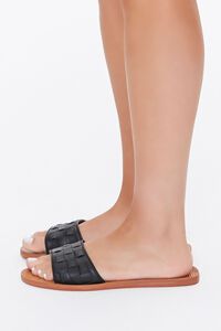 BLACK Basketwoven Slip-On Flat Sandals, image 2