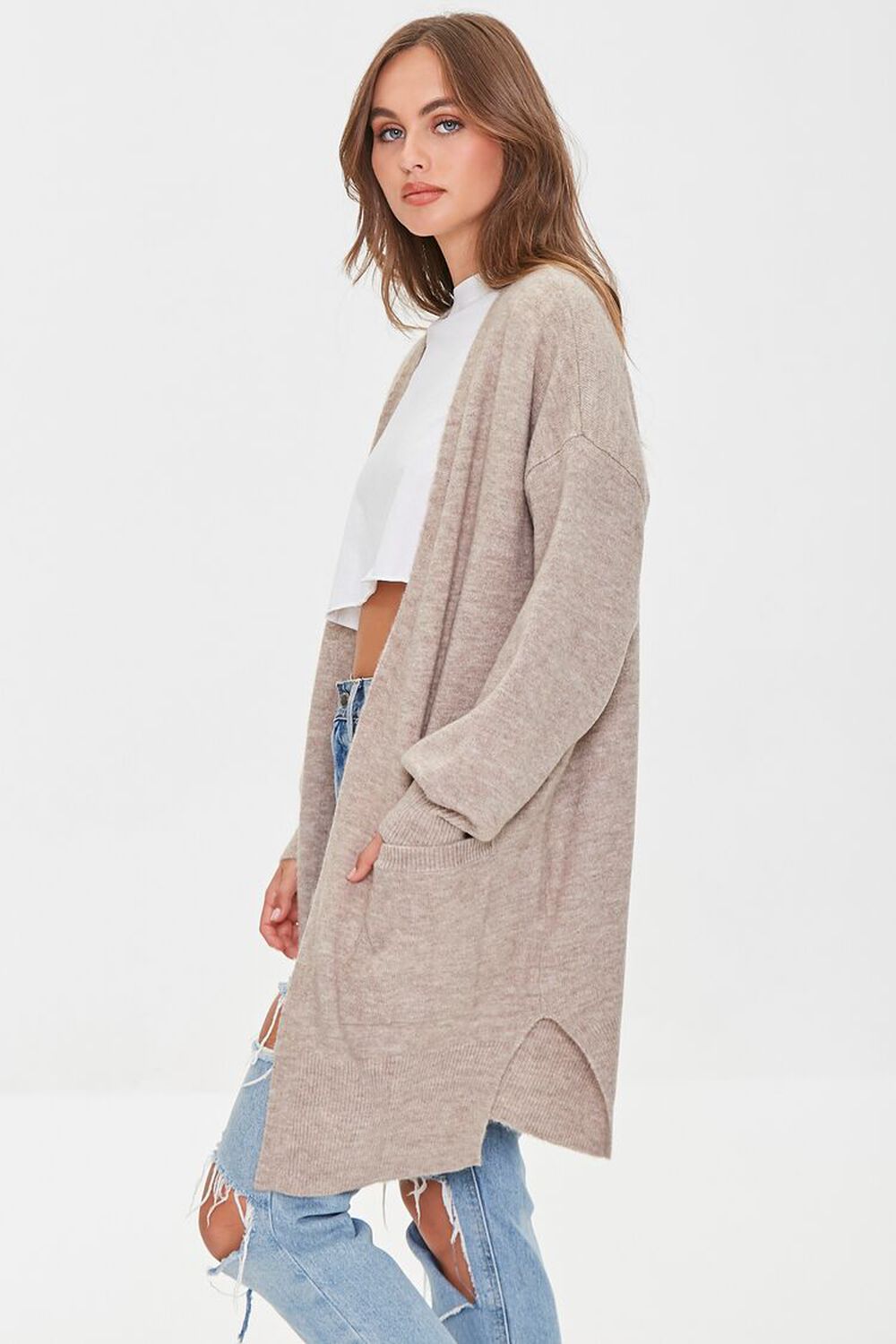 Marled Open-Front Cardigan Sweater